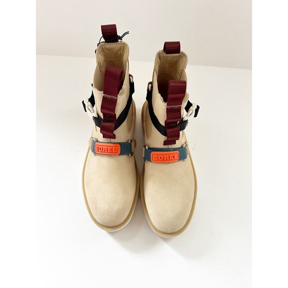 NWOB Sorel hi line eq chelsea boot tan black maroon 9.5 - Picture 6 of 7